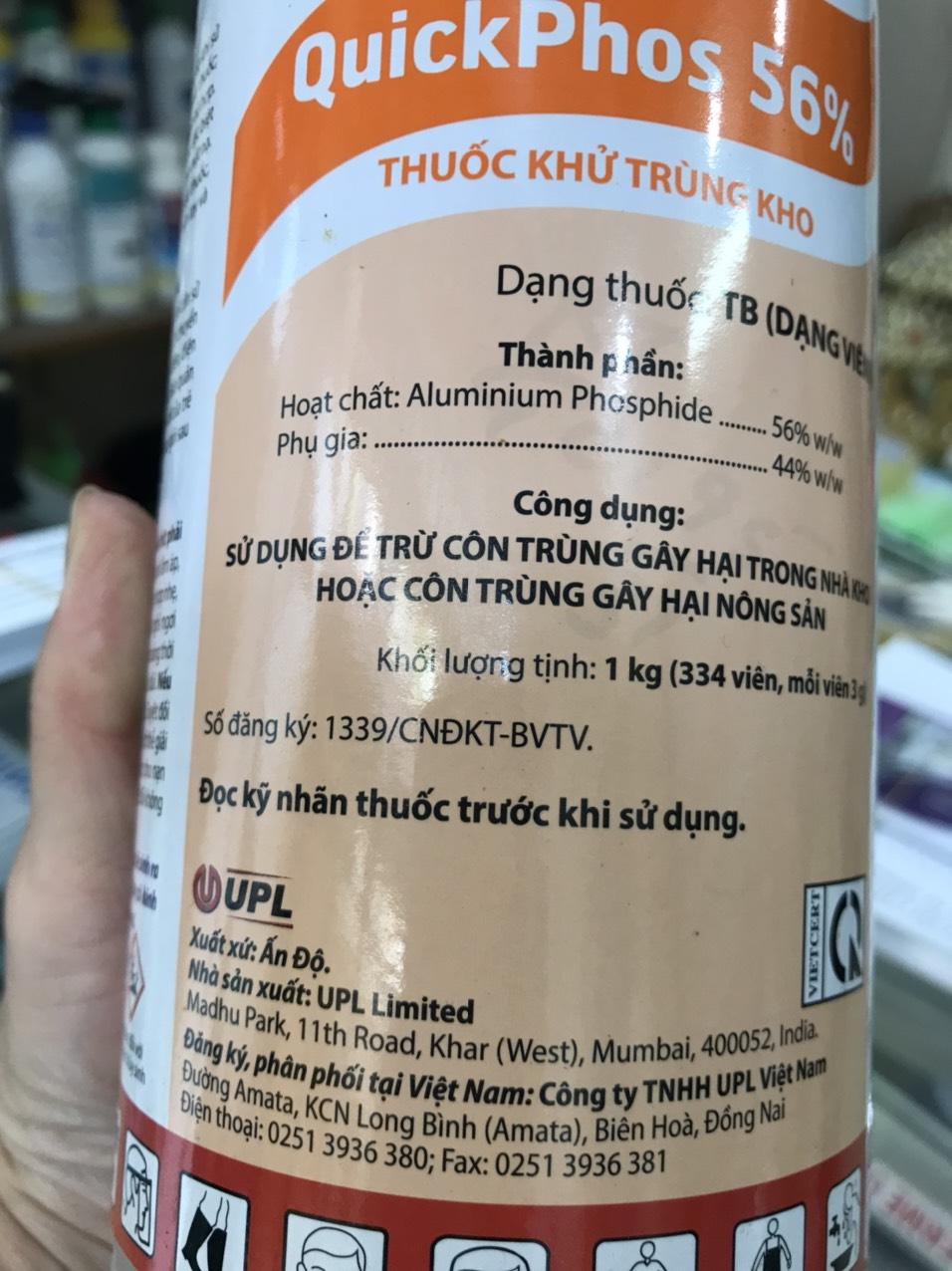 Bán thuốc viên xong mọt Quickphos 56% Ấn Độ tại Hải Hưng, Hải Dương, Hưng Yên, Hải Phòng