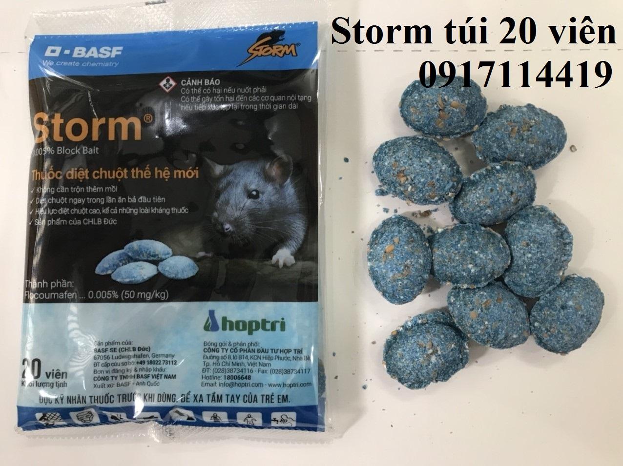 Thuốc diệt chuột Storm túi 20 viên và túi 1kg bán ở Cấn Thơ